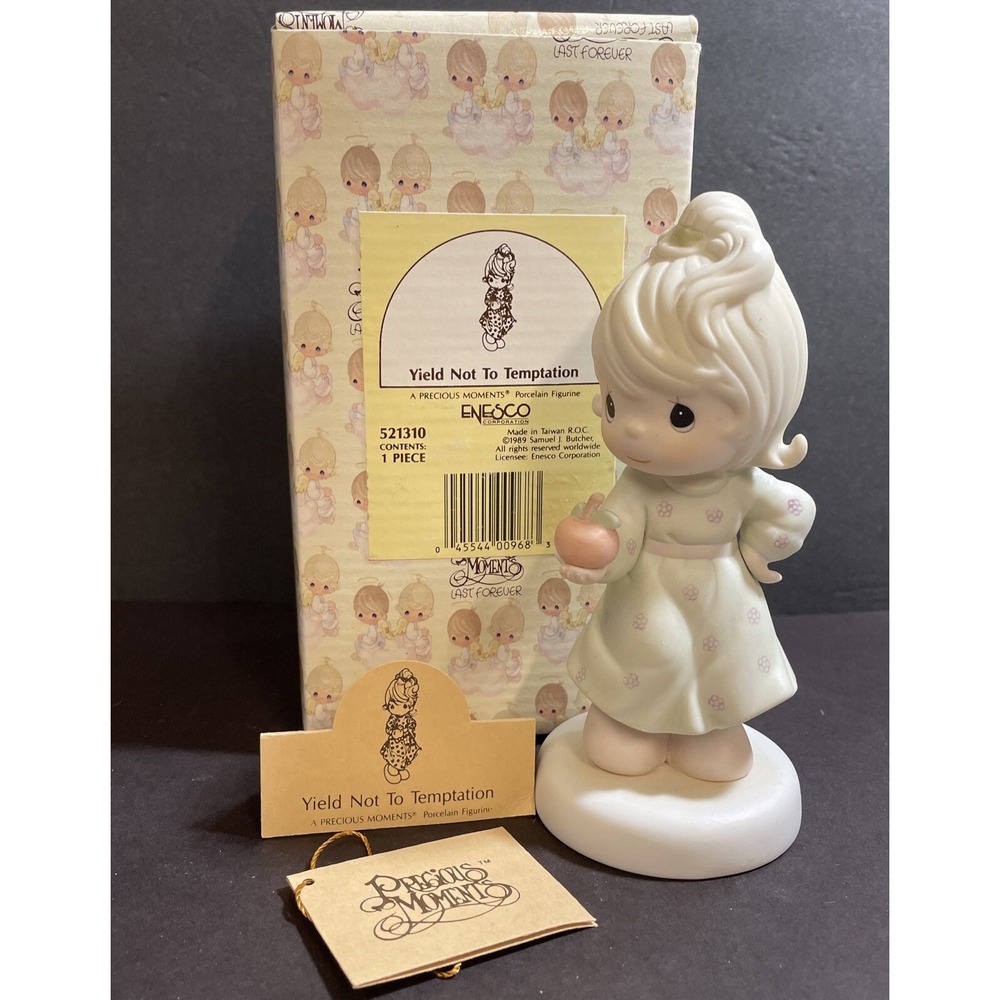 PRECIOUS MOMENTS YIELD NOT TO TEMPTATION #521310 RARE FIRST ISSUE NEW IN BOX